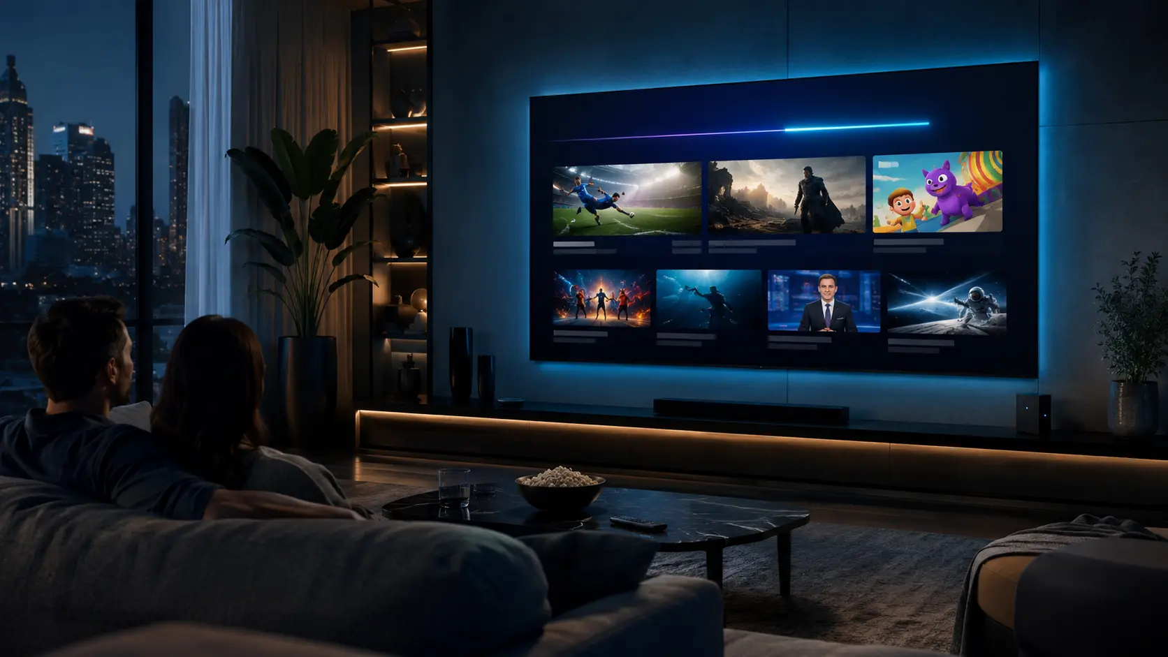 Guru IPTV streaming dashboard on smart TV